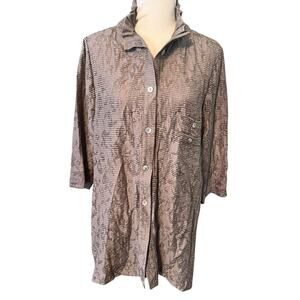Moonlight Y&S Fashion Jacket Blazer •M• Lagenlook Art To Wear Wire Collar Taupe